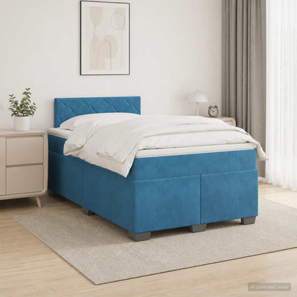 Letto box spring con materasso Blu Scuro 120 x 200 cm Velluto | homemem39