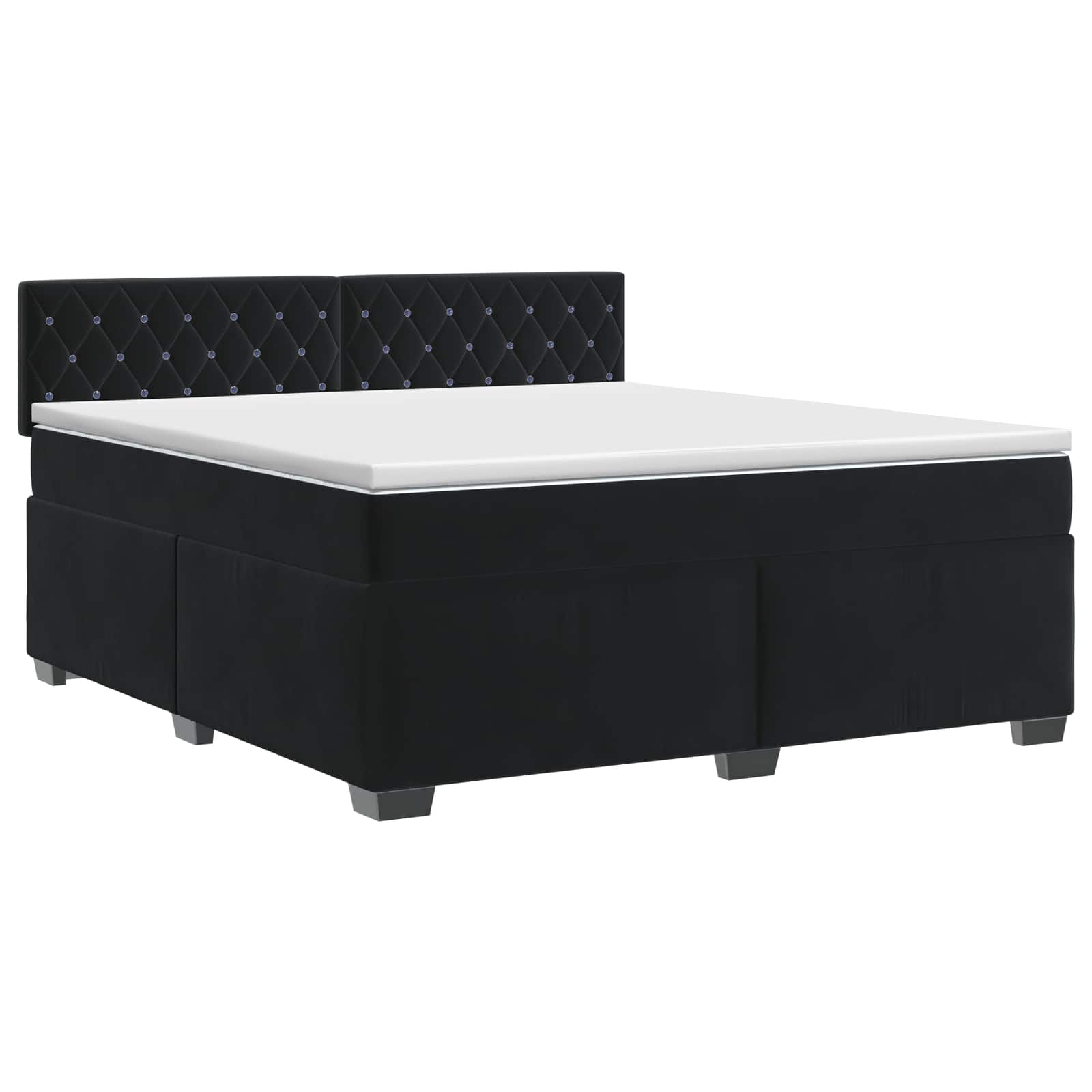 Letto box spring con materasso Nero 140 x 190 cm Velluto | homemem39
