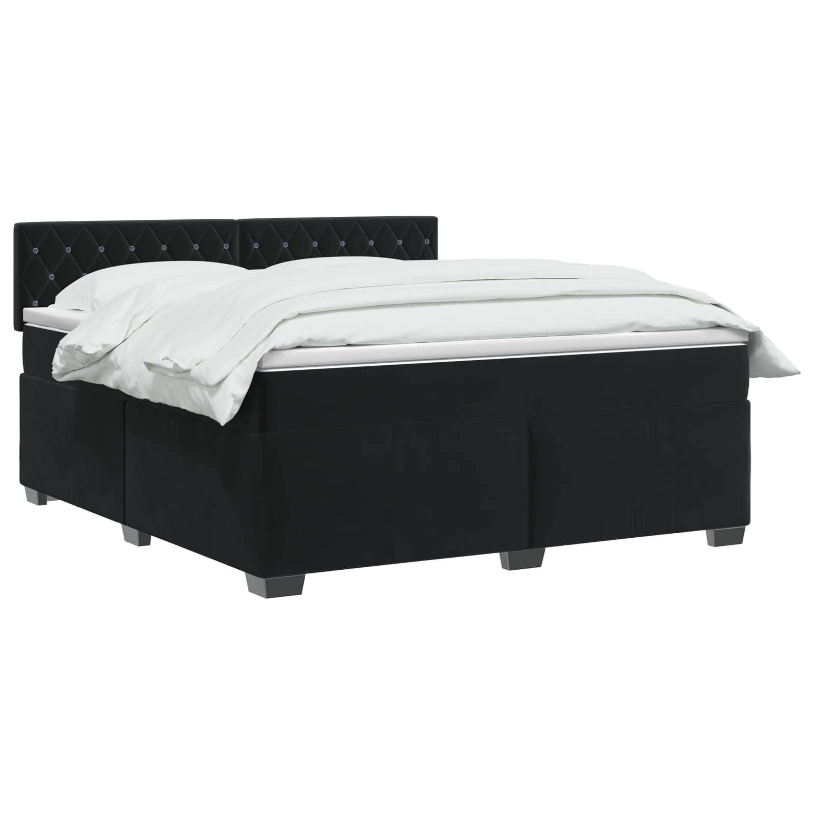 Letto box spring con materasso Nero 140 x 190 cm Velluto | homemem39