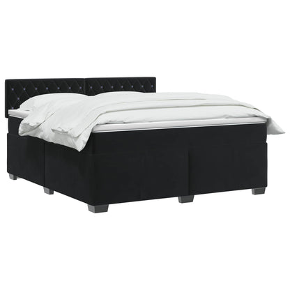Letto box spring con materasso Nero 140 x 190 cm Velluto | homemem39