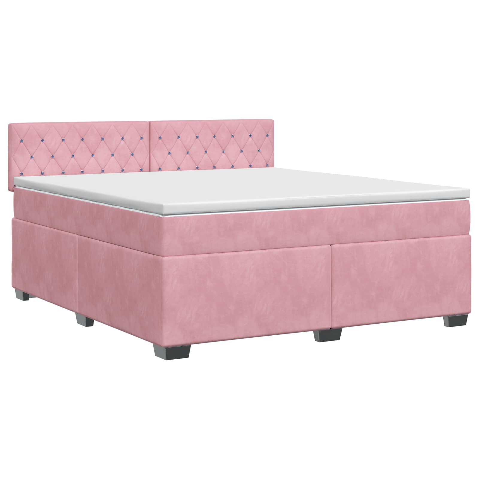 Letto box spring con materasso Rosa 140 x 200 cm Velluto | homemem39