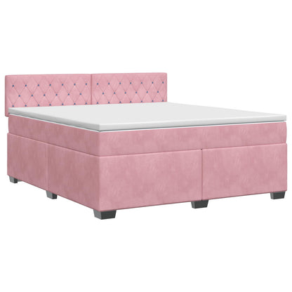 Letto box spring con materasso Rosa 140 x 200 cm Velluto | homemem39