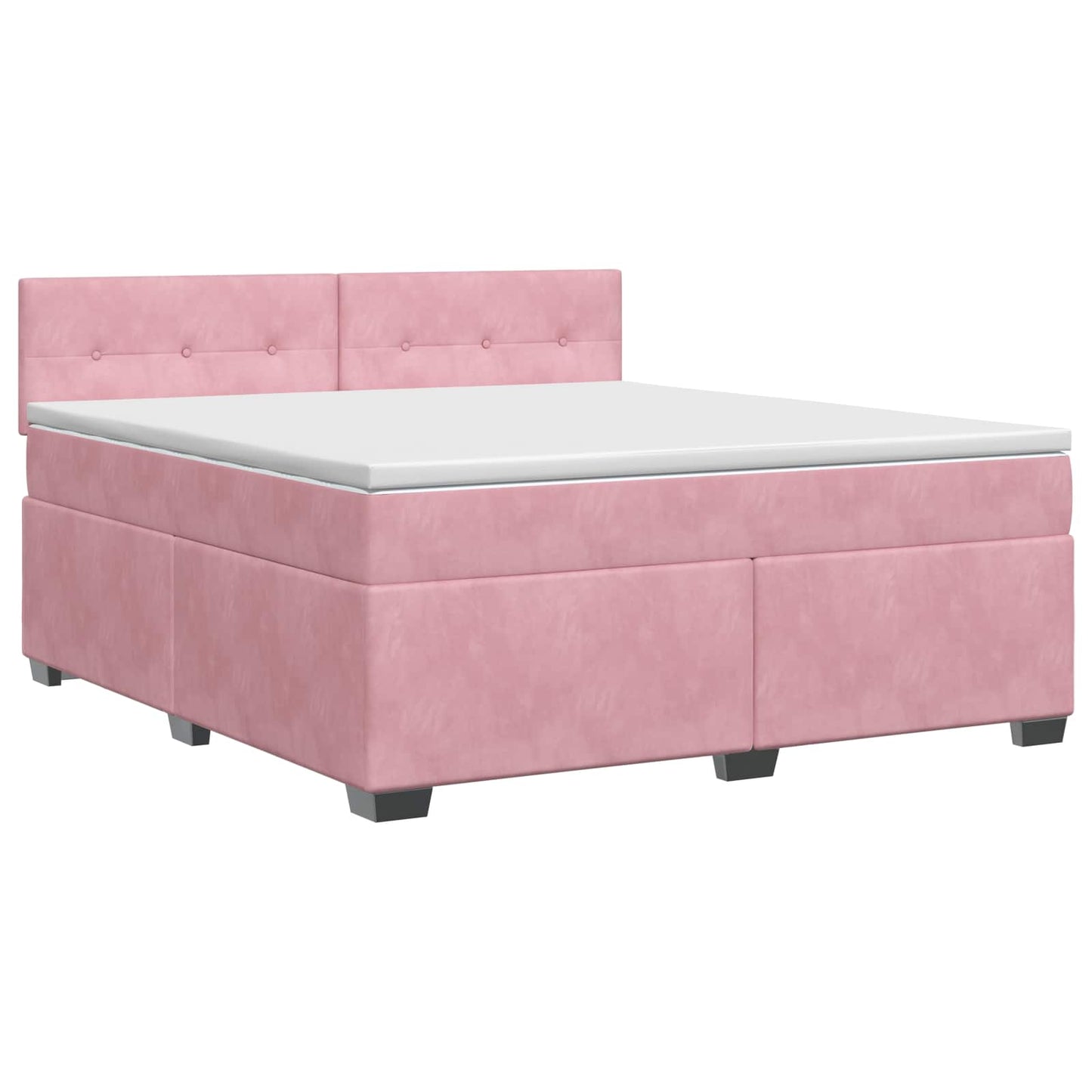 Letto box spring con materasso Rosa 140 x 200 cm Velluto