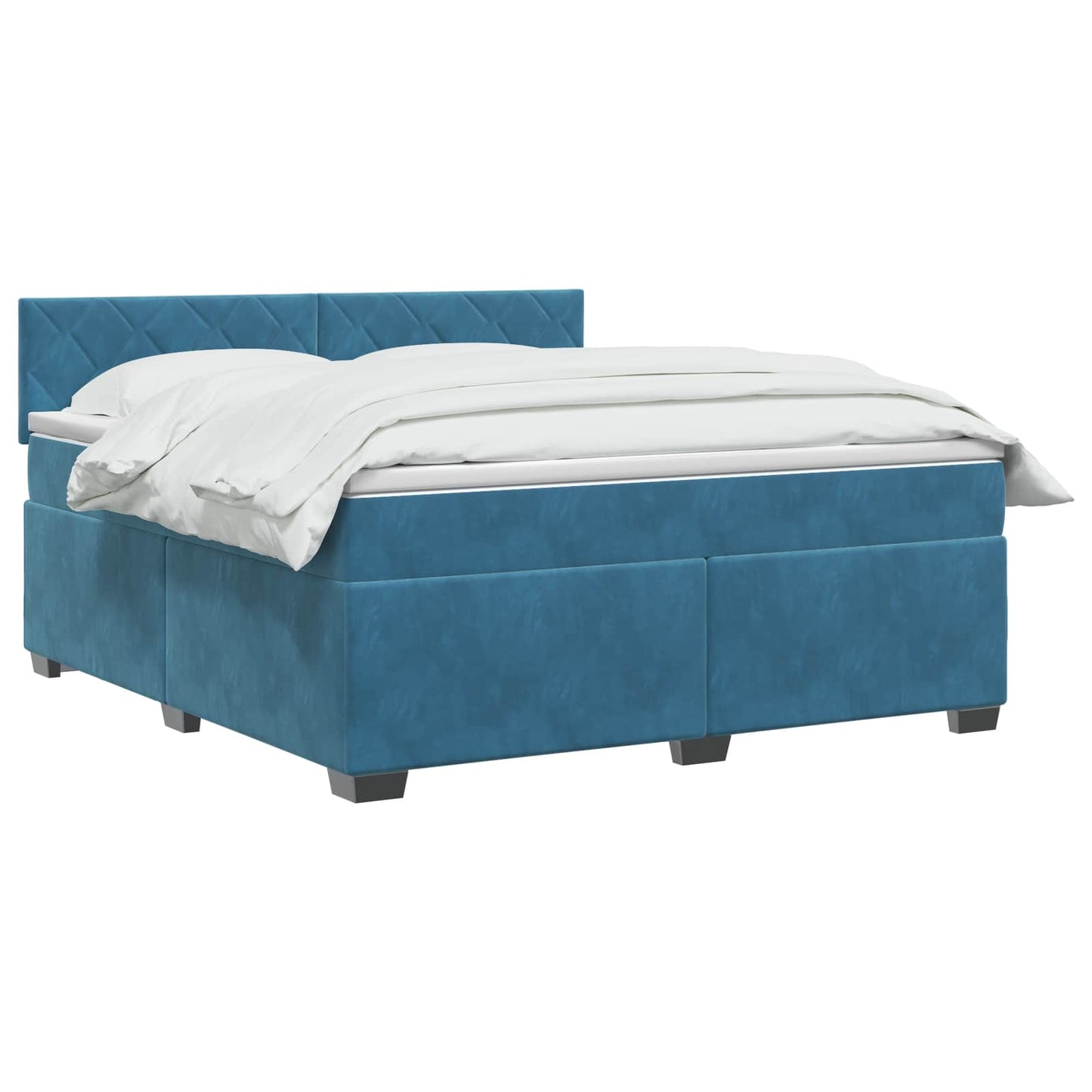 Letto box spring con materasso Blu Scuro 160 x 200 cm Velluto