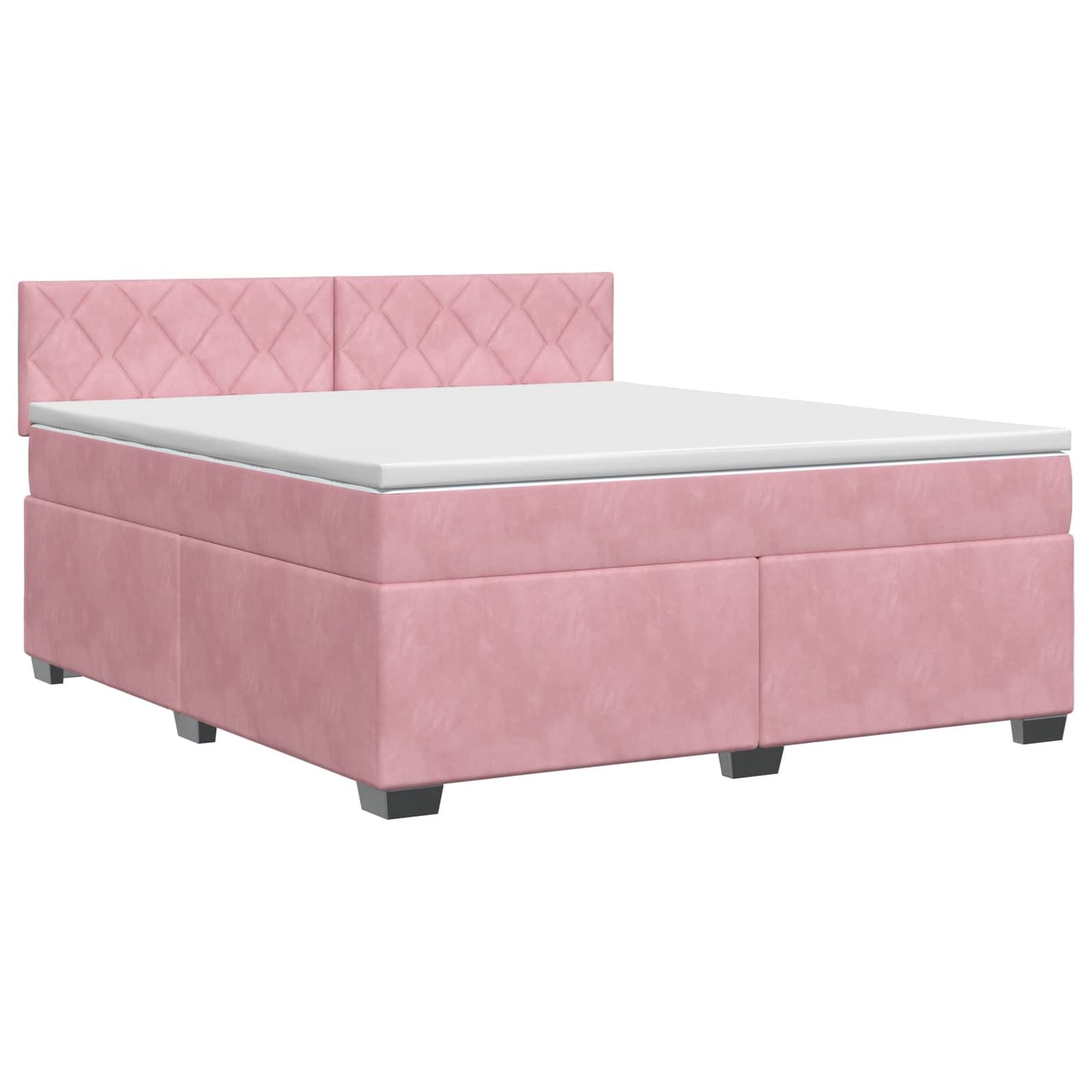 Letto box spring con materasso Rosa 160 x 200 cm Velluto | homemem39