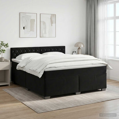 Letto box spring con materasso Nero 140 x 190 cm Velluto | homemem39
