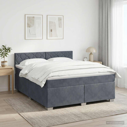 Letto box spring con materasso Grigio Scuro 140 x 200 cm