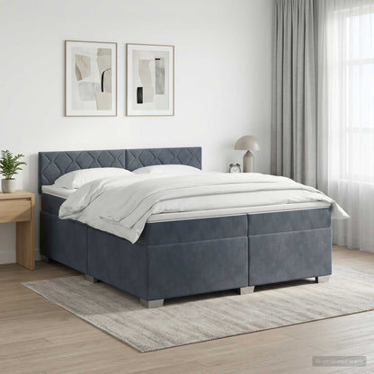 Letto box spring con materasso Grigio Scuro 200 x 200 cm
