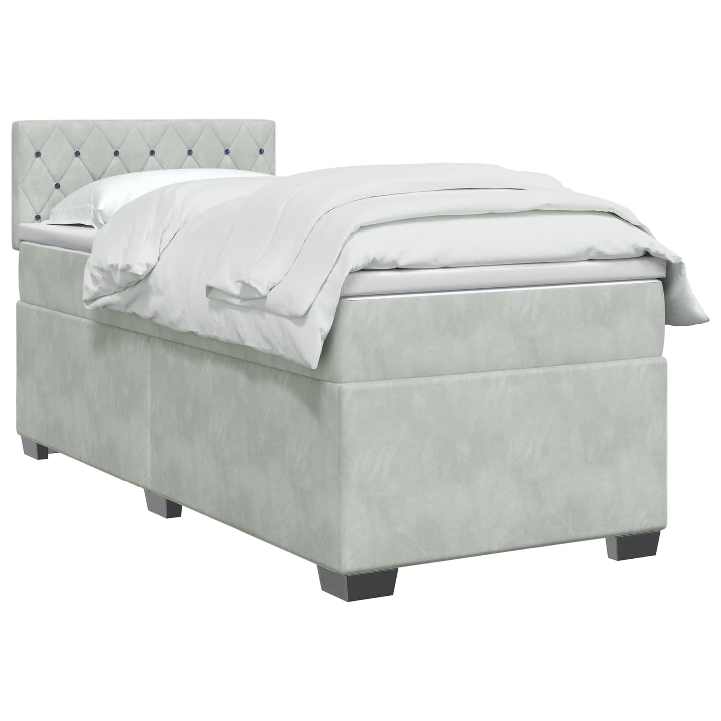 Letto box spring con materasso Grigio Chiaro 90 x 190 cm