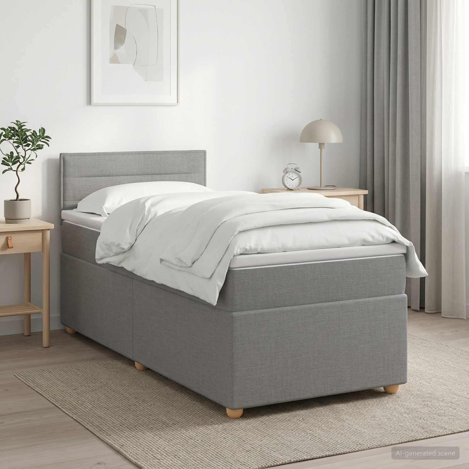 Letto box spring con materasso Grigio Chiaro 90 x 190 cm | homemem39