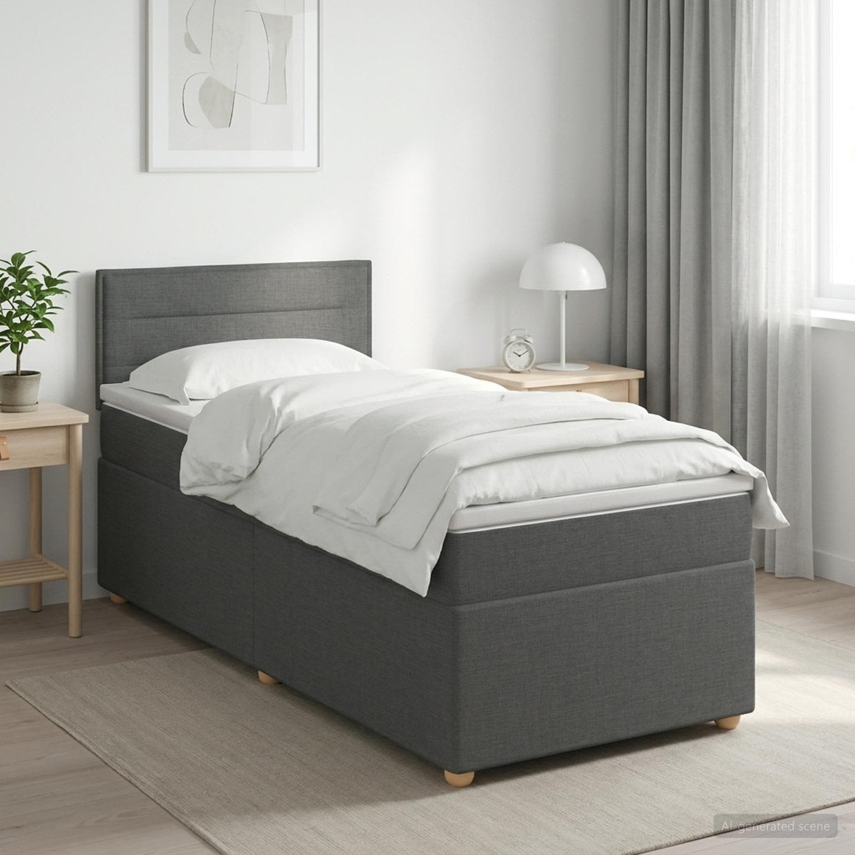 Letto box spring con materasso Grigio Scuro 90 x 200 cm Tessuto | homemem39