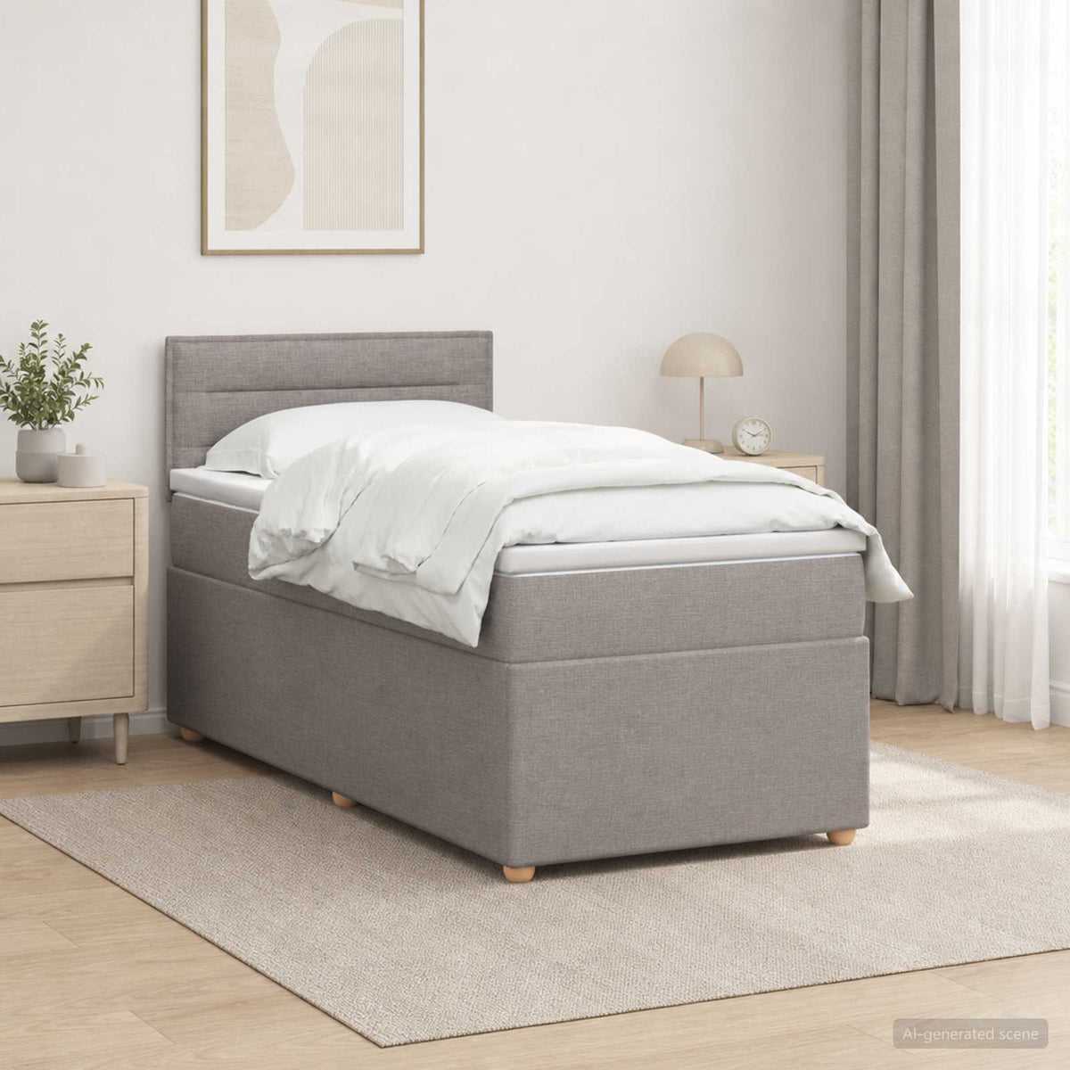 Letto box spring con materasso Tortora 90 x 200 cm Tessuto | homemem39