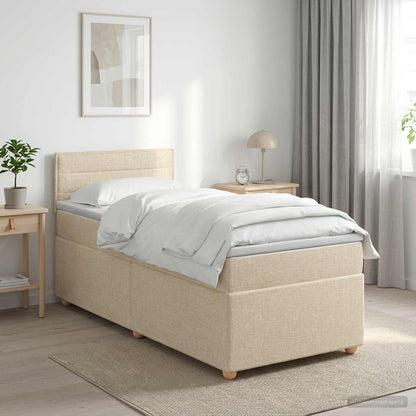 Letto box spring con materasso Crema 90 x 200 cm Tessuto | homemem39