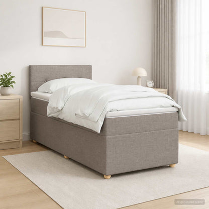 Letto box spring con materasso Tortora 100 x 200 cm Tessuto