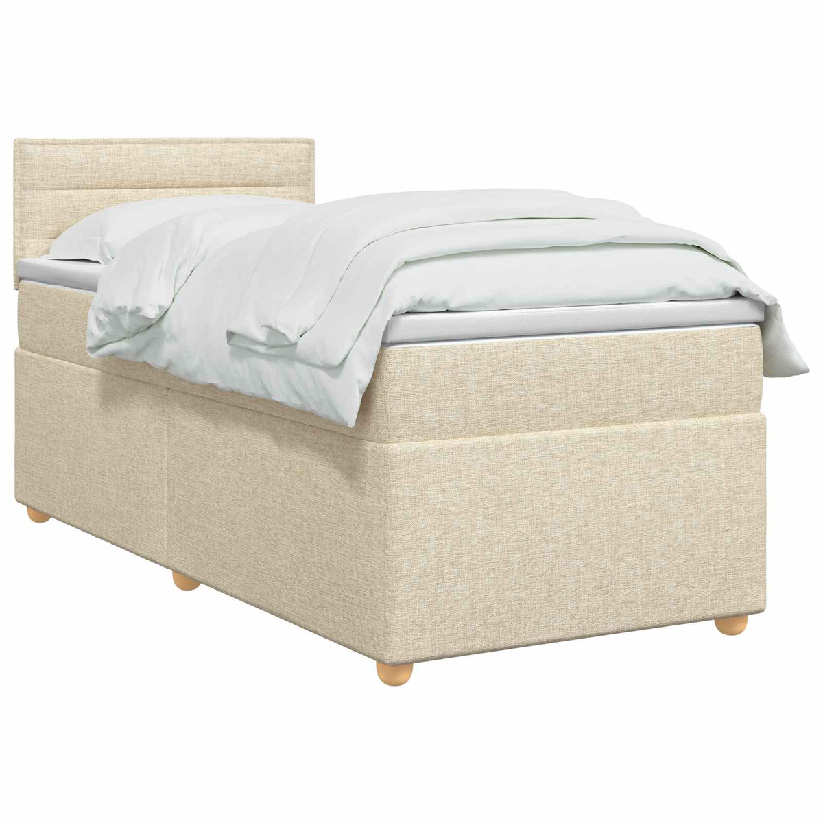 Letto box spring con materasso Crema 90 x 190 cm Tessuto | homemem39