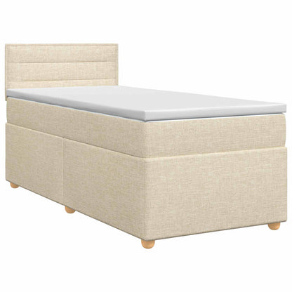 Letto box spring con materasso Crema 100 x 200 cm Tessuto
