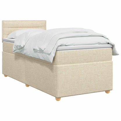 Letto box spring con materasso Crema 100 x 200 cm Tessuto