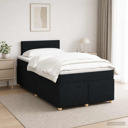 Letto box spring con materasso Nero 120 x 190 cm Tessuto