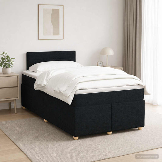 Letto box spring con materasso Nero 120 x 190 cm Tessuto - homemem39