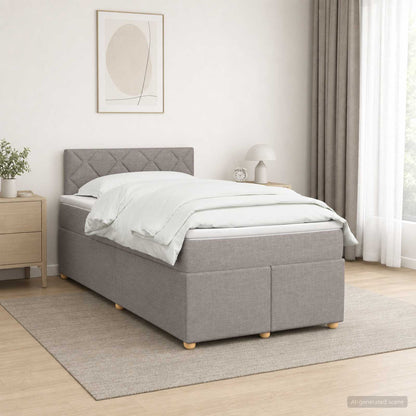 Letto box spring con materasso Tortora 120 x 190 cm Tessuto