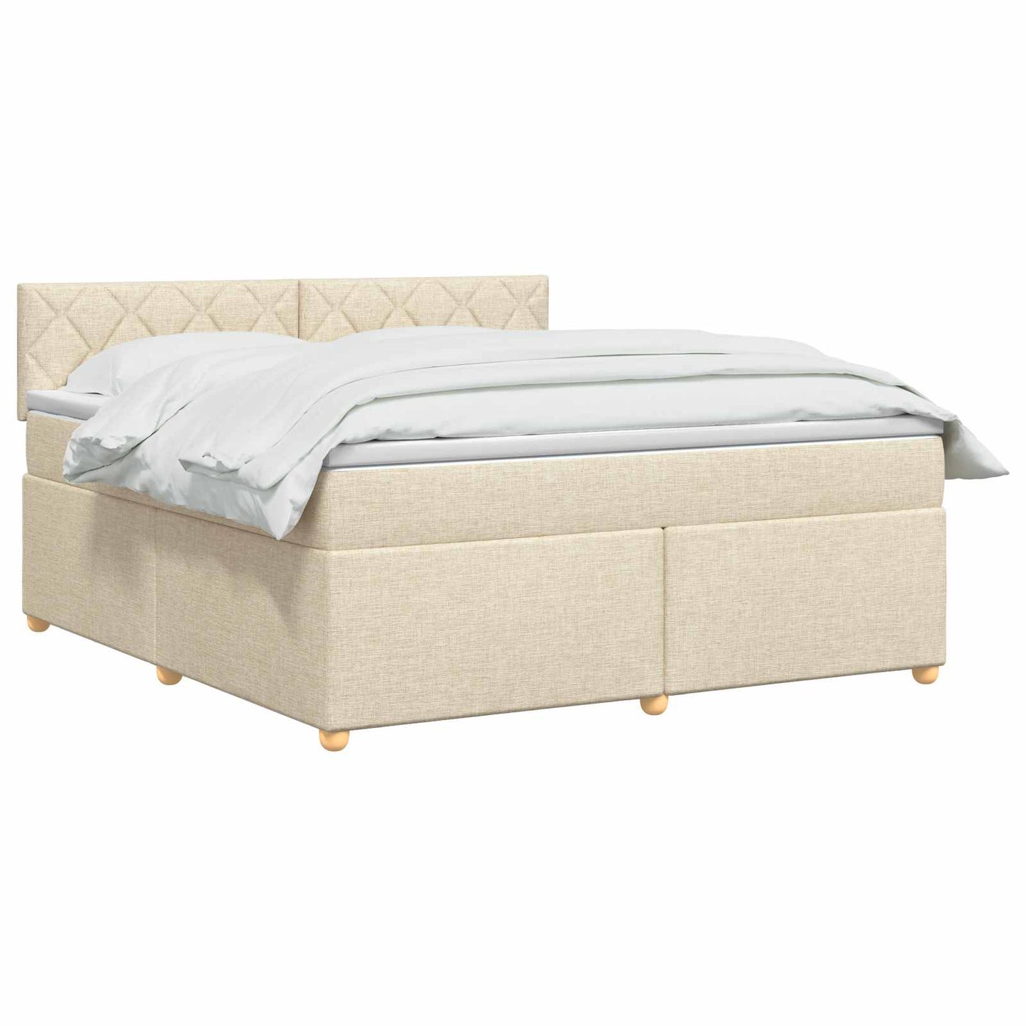 Letto box spring con materasso Crema 160 x 200 cm Tessuto | homemem39