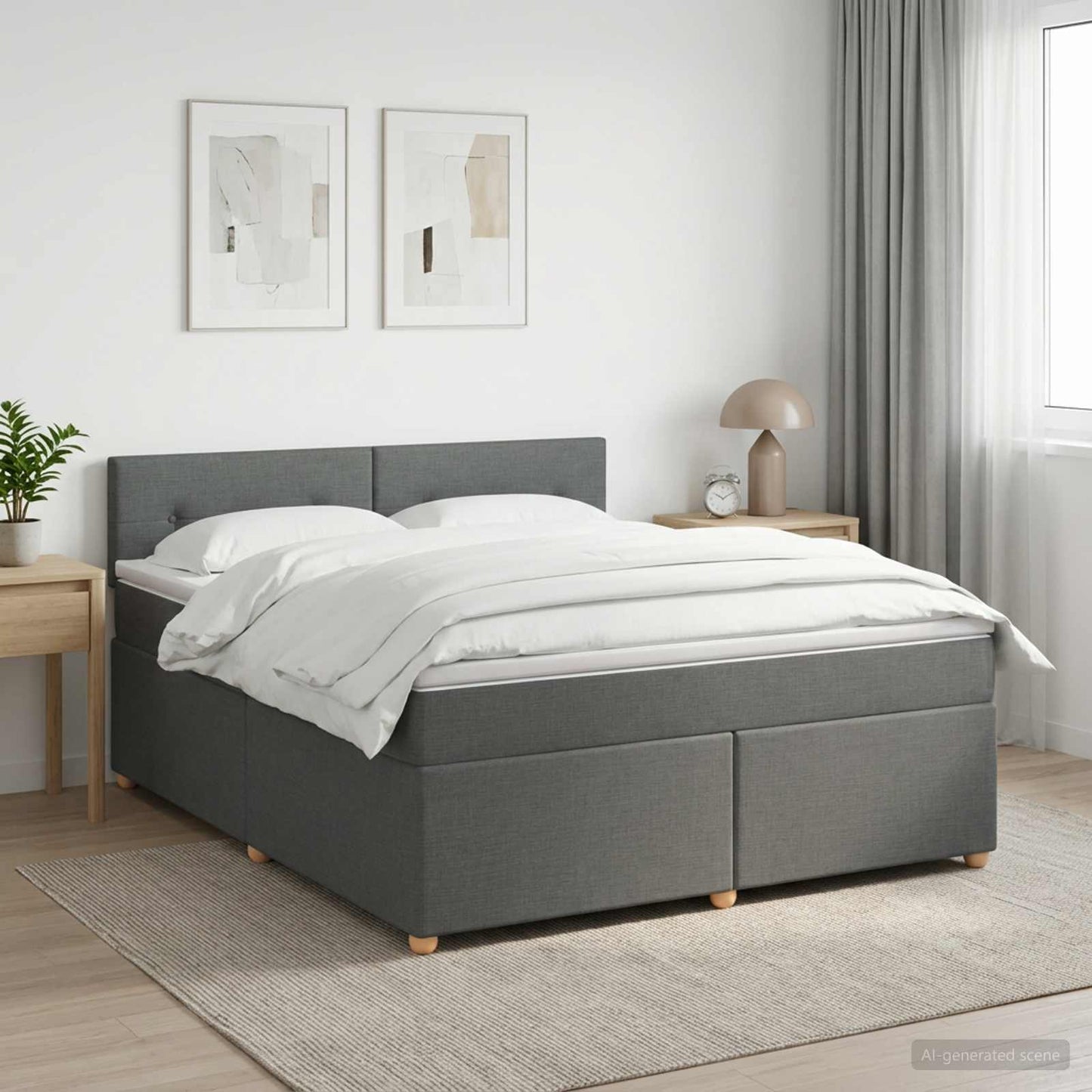 Letto box spring con materasso Grigio Scuro 180 x 200 cm | homemem39