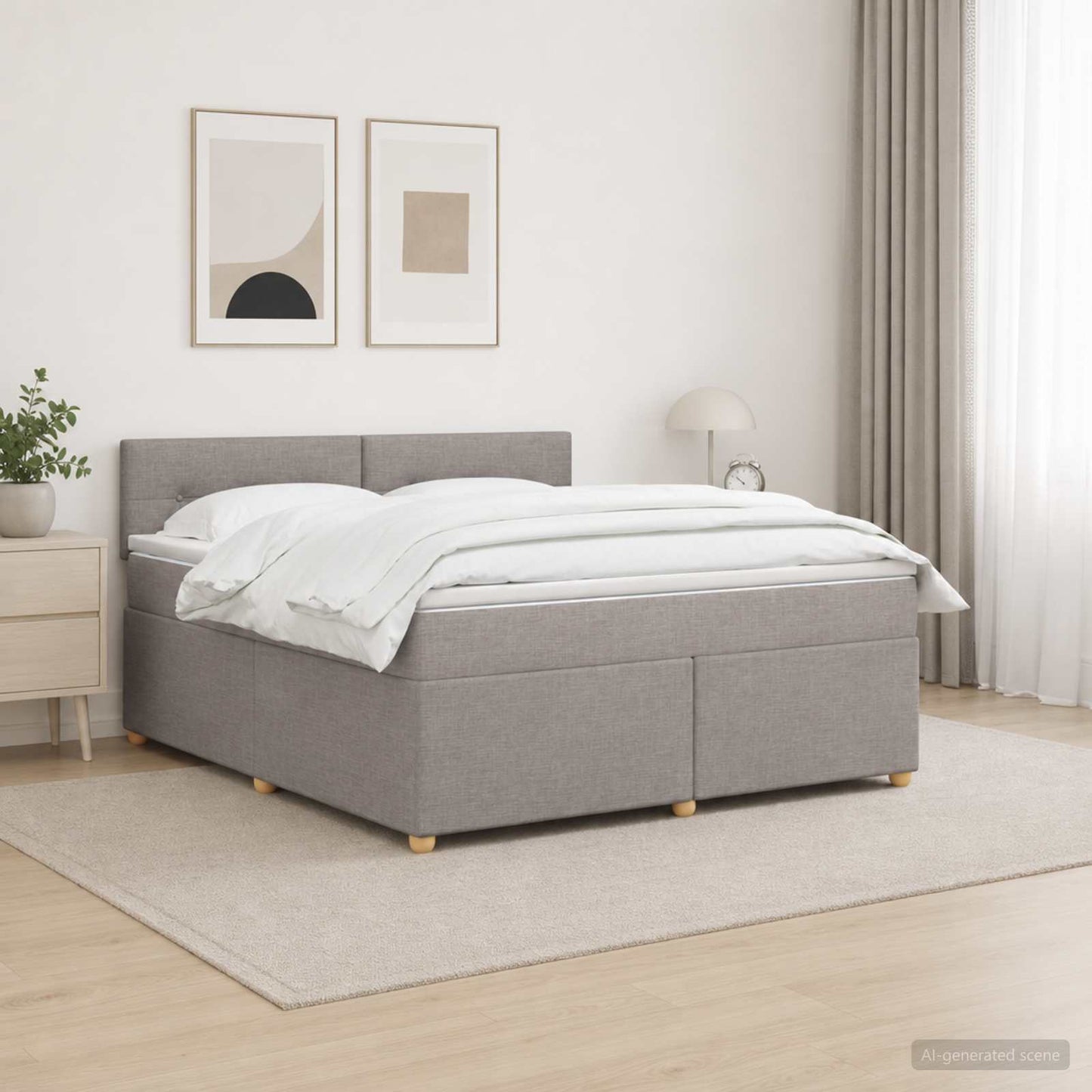 Letto box spring con materasso Tortora 180 x 200 cm Tessuto