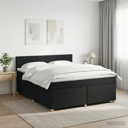 Letto box spring con materasso Nero 140 x 200 cm Tessuto | homemem39