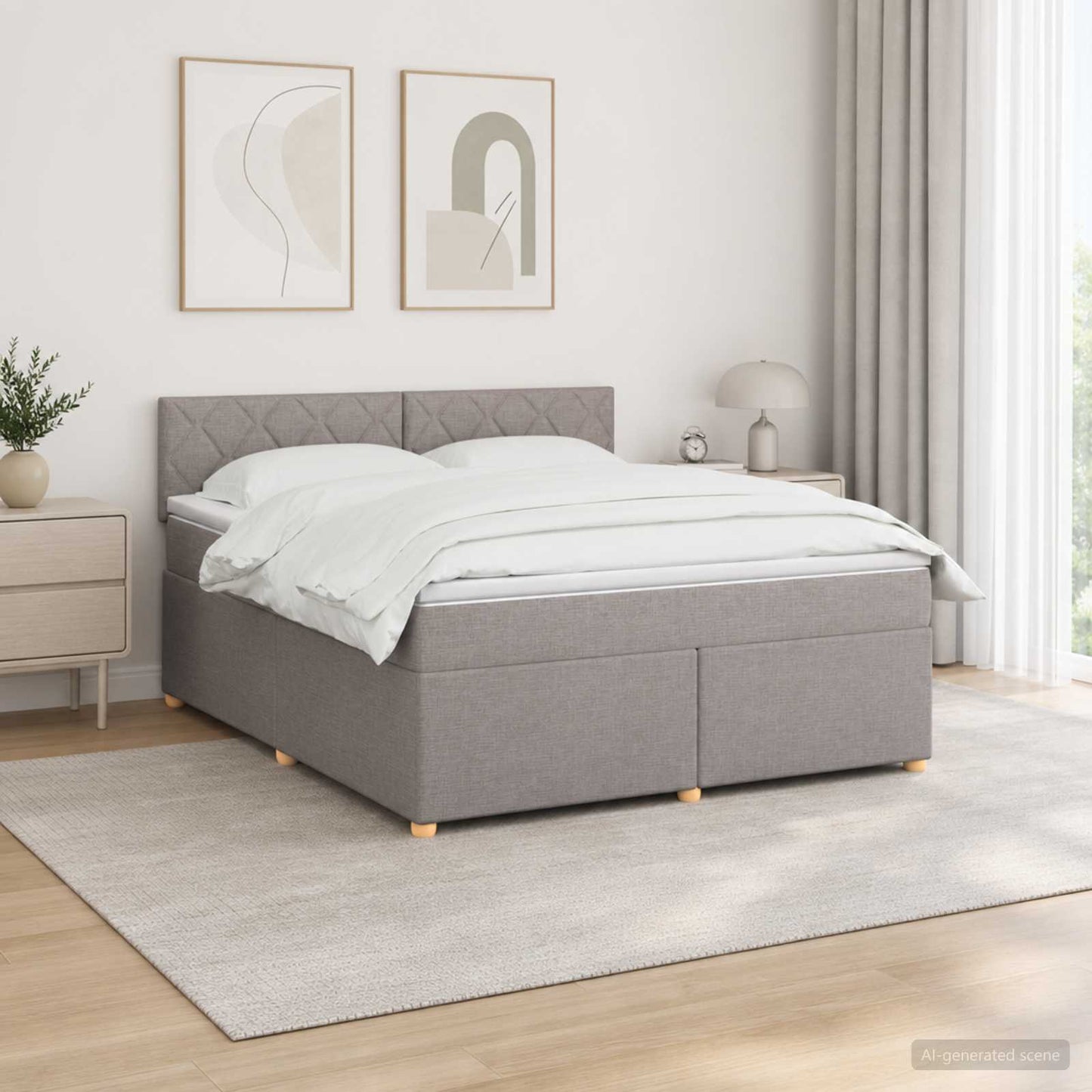 Letto box spring con materasso Tortora 140 x 200 cm Tessuto | homemem39