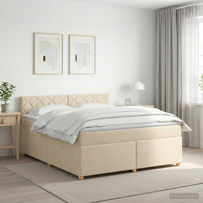 Letto box spring con materasso Crema 160 x 200 cm Tessuto | homemem39