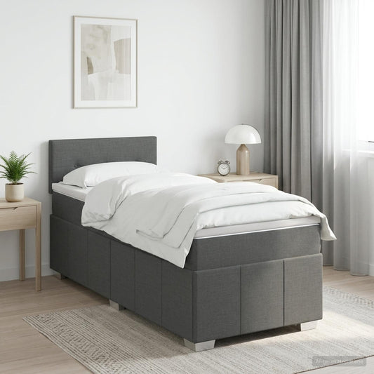 Letto box spring con materasso Grigio Scuro 90 x 190 cm Tessuto