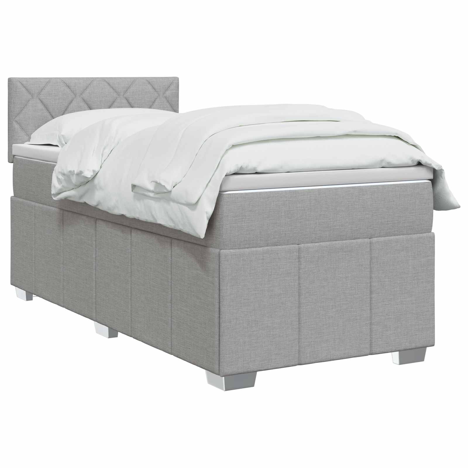 Letto box spring con materasso Grigio Chiaro 100 x 200 cm | homemem39