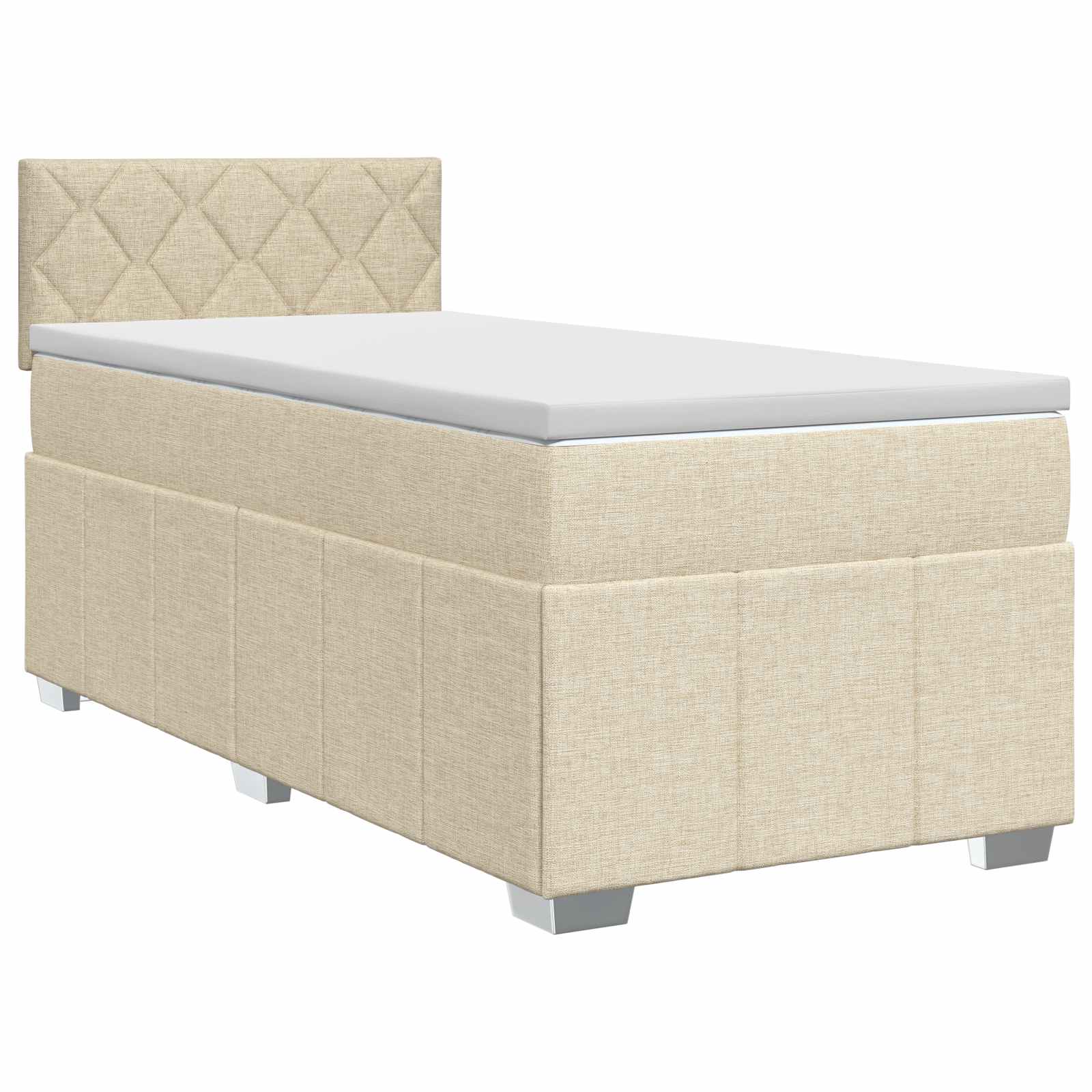 Letto box spring con materasso Crema 100 x 200 cm Tessuto | homemem39