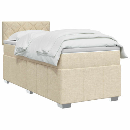 Letto box spring con materasso Crema 100 x 200 cm Tessuto | homemem39