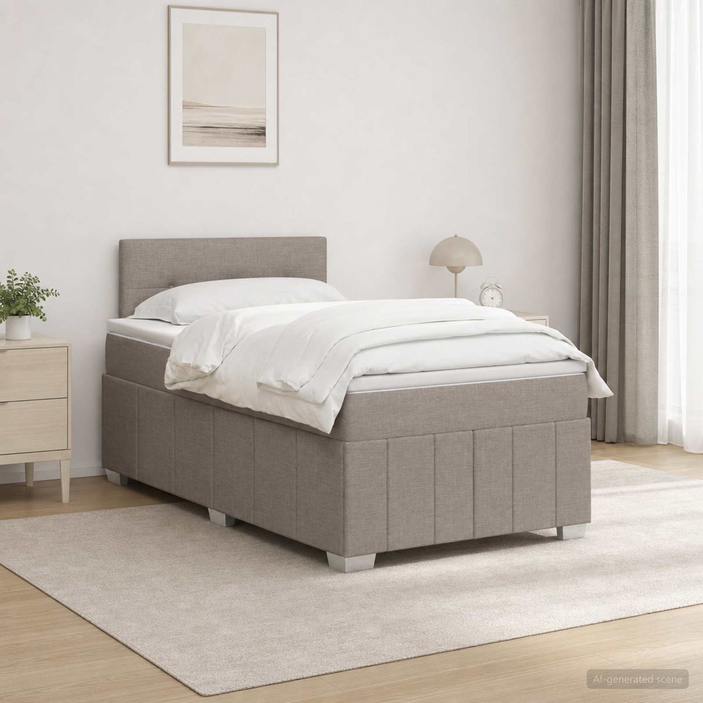 Letto box spring con materasso Tortora 120 x 200 cm Tessuto | homemem39