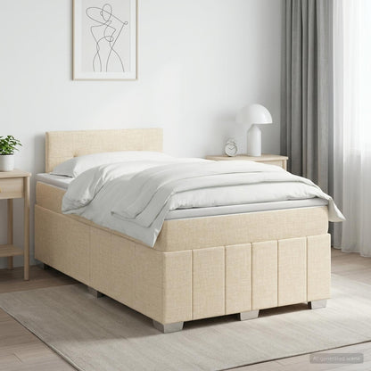 Letto box spring con materasso Crema 120 x 190 cm Tessuto | homemem39