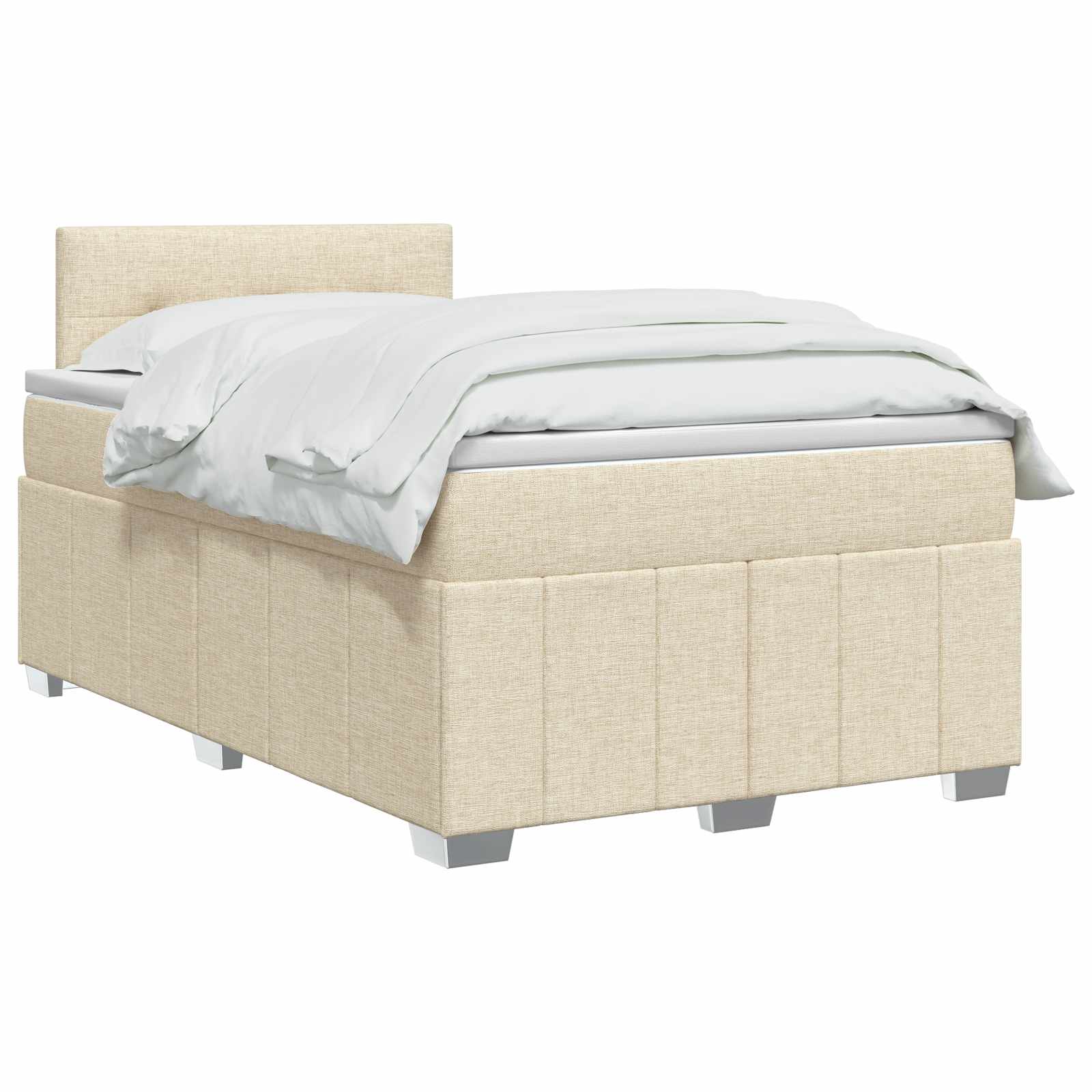 Letto box spring con materasso Crema 120 x 190 cm Tessuto | homemem39