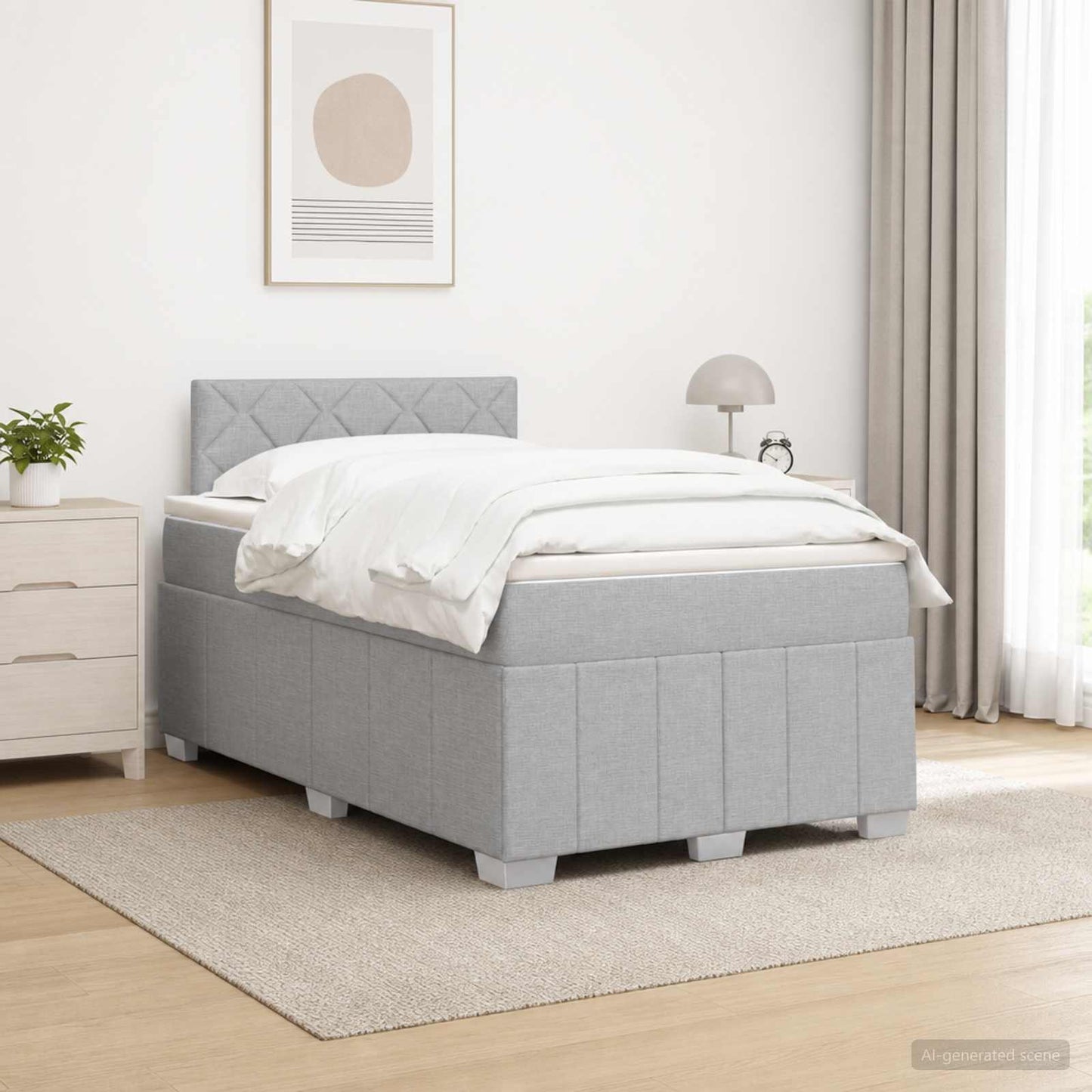 Letto box spring con materasso Grigio Chiaro 120 x 200 cm | homemem39