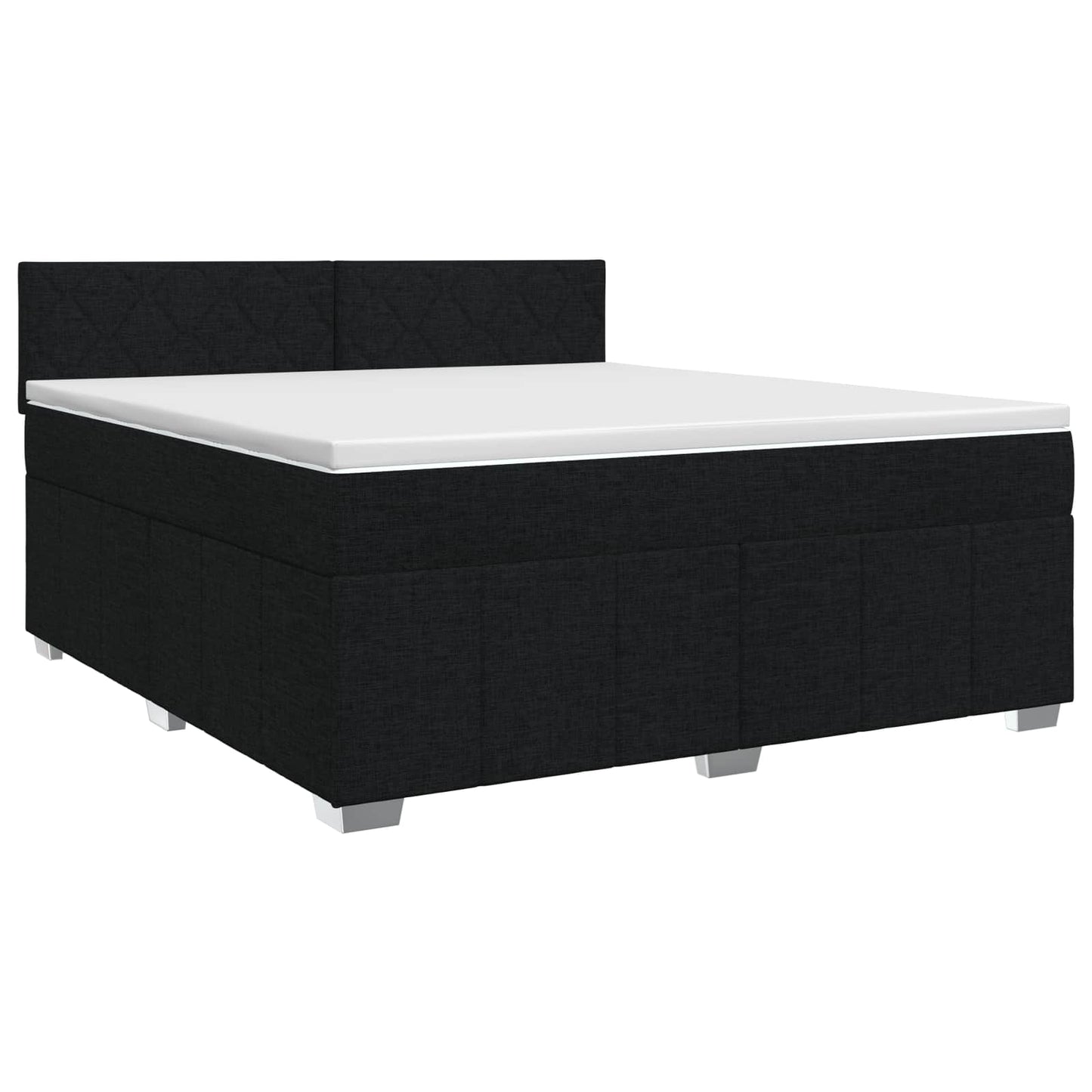 Letto box spring con materasso Nero 140 x 190 cm Tessuto