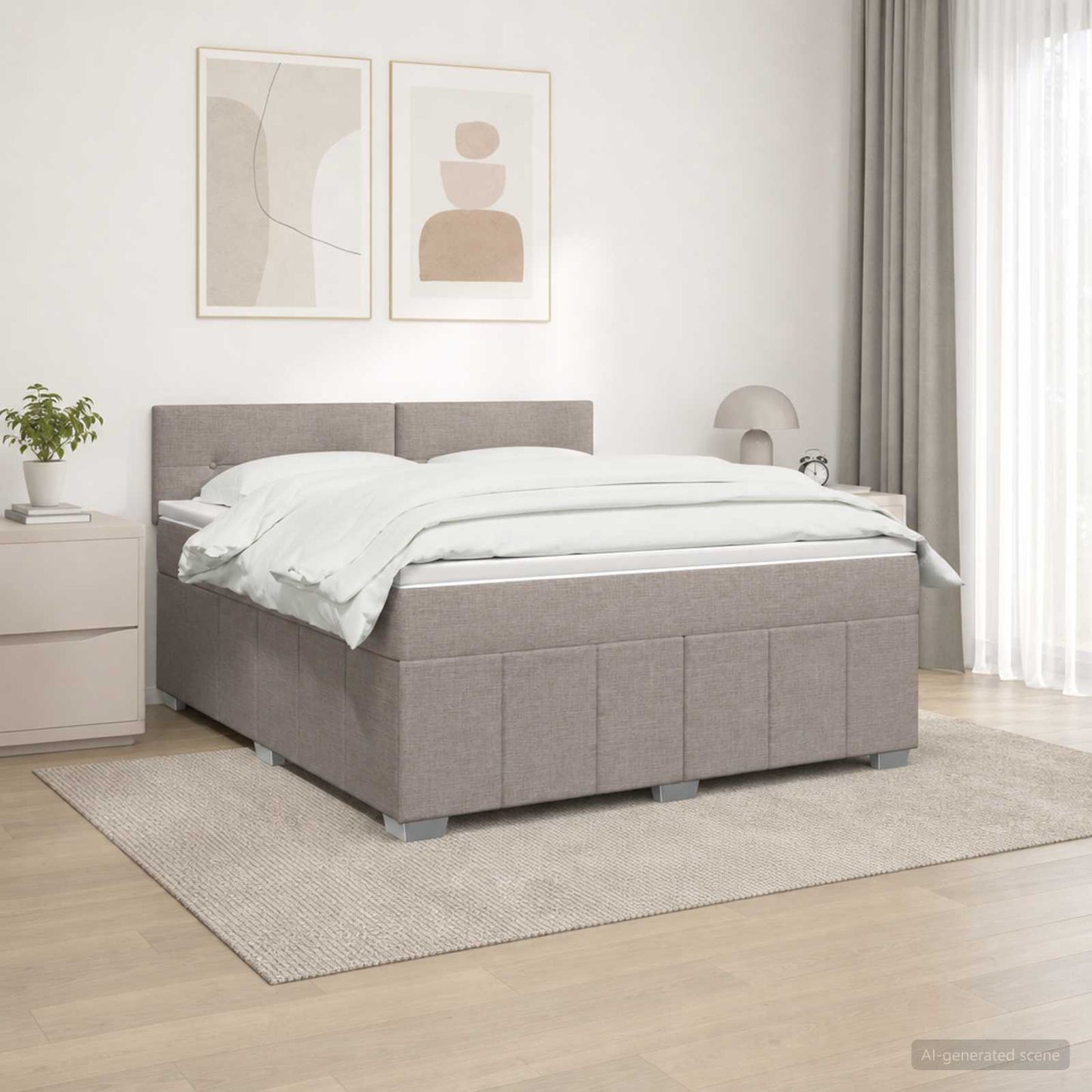 Letto box spring con materasso Tortora 160 x 200 cm Tessuto