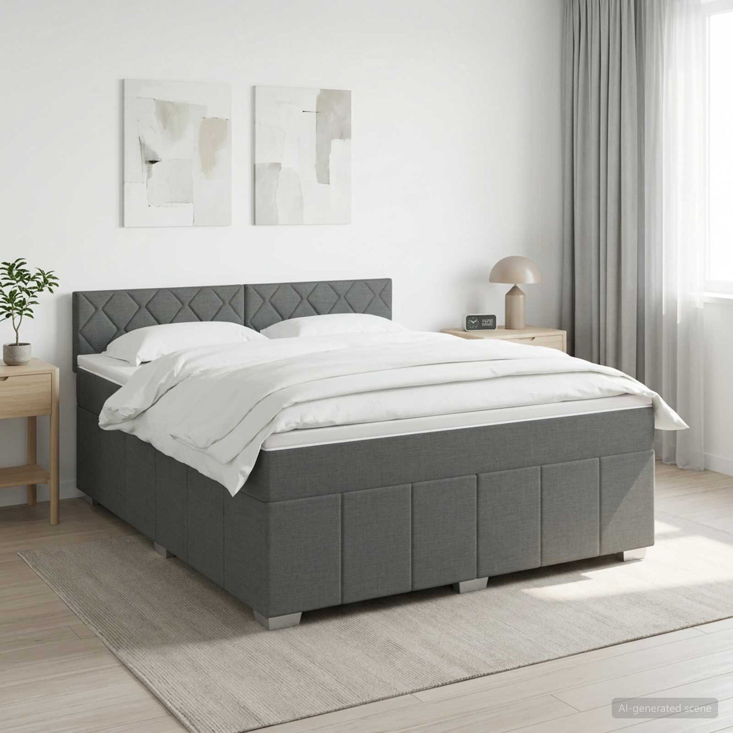 Letto box spring con materasso Grigio Scuro 140 x 190 cm