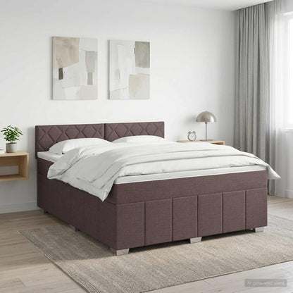 Letto box spring con materasso Marrone Scuro 140 x 200 cm