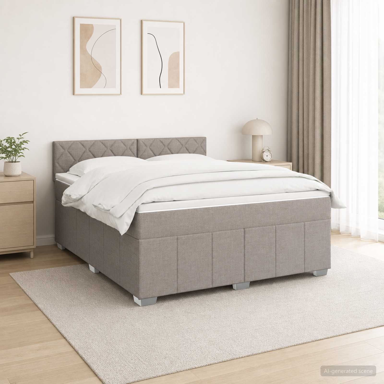 Letto box spring con materasso Tortora 140 x 190 cm Tessuto | homemem39