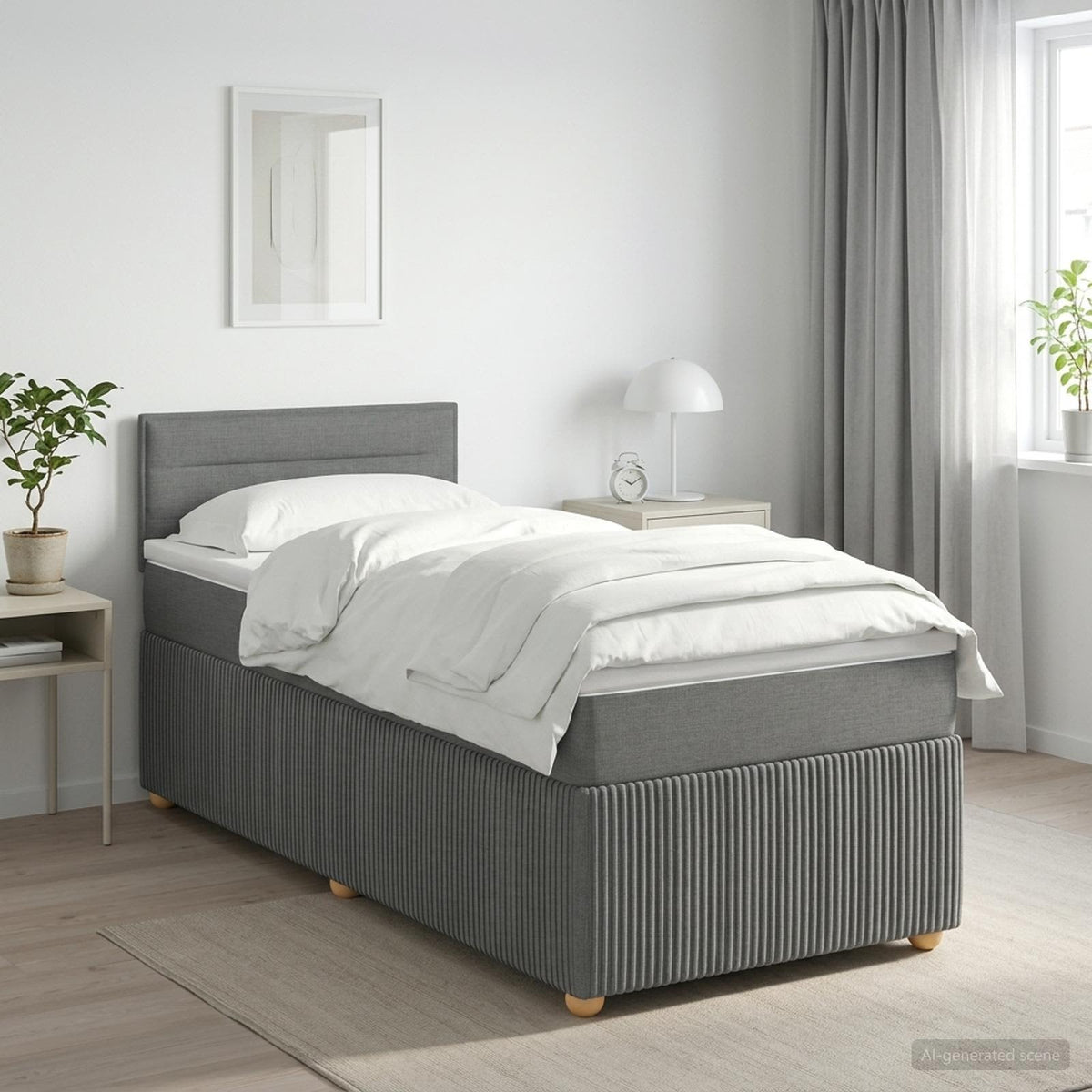 Letto box spring con materasso Grigio Scuro 90 x 200 cm Tessuto | homemem39