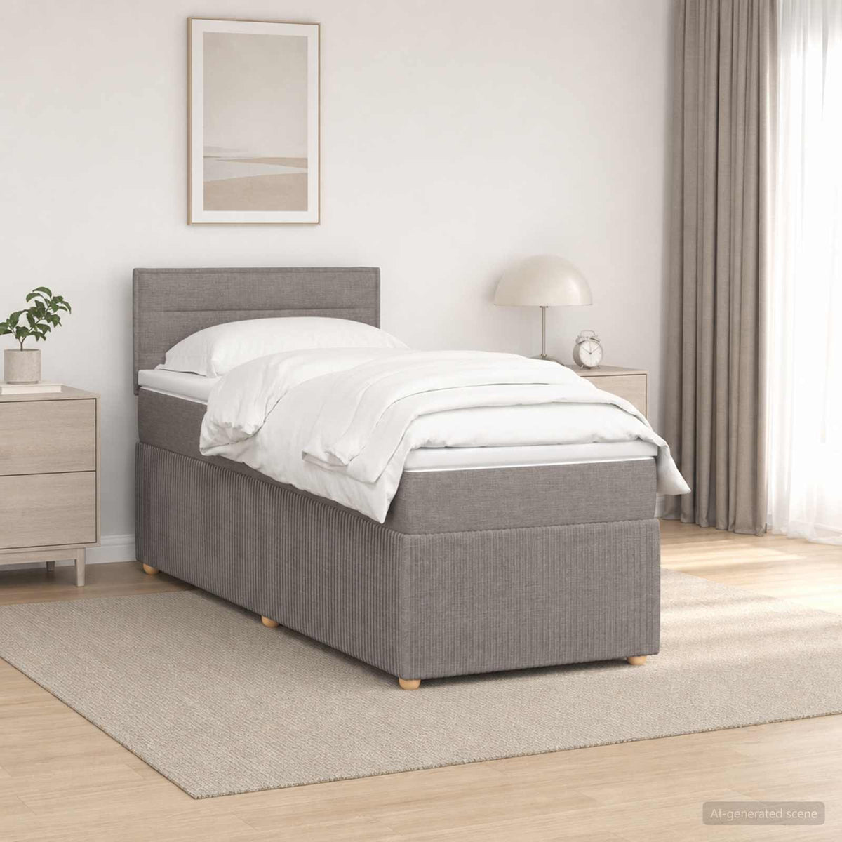 Letto box spring con materasso Tortora 90 x 200 cm Tessuto | homemem39