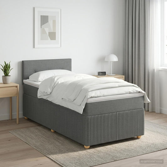 Letto box spring con materasso Grigio Scuro 90 x 190 cm Tessuto