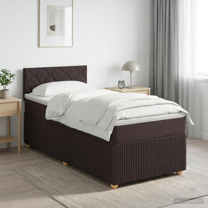 Letto box spring con materasso Marrone Scuro 80 x 200 cm