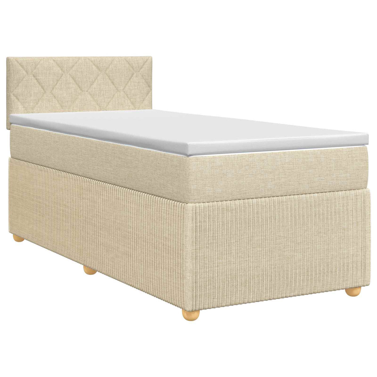 Letto box spring con materasso Crema 90 x 190 cm Tessuto