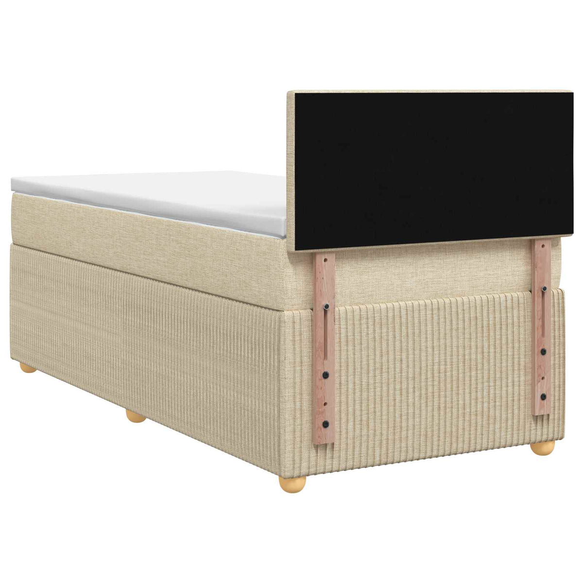 Letto box spring con materasso Crema 90 x 190 cm Tessuto | homemem39