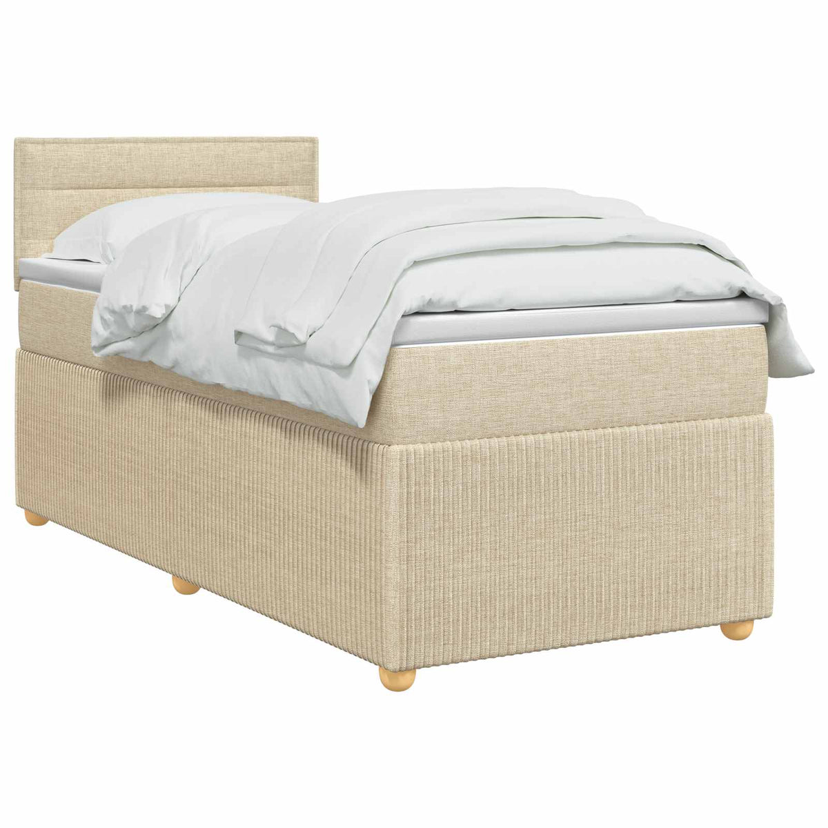 Letto box spring con materasso Crema 90 x 200 cm Tessuto | homemem39